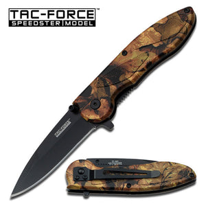 7.75" Tac Force Jungle Camo EDC Rescue Orange Pocket Knife - Frontier Blades