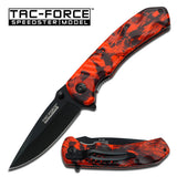 7.75" Tac Force Red Camo EDC Rescue Orange Pocket Knife TF-764RC - Frontier Blades