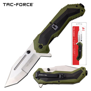 8.25" Tac Force Speedster Model Silver Green Tanto Pocket Knife - Frontier Blades