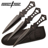 7.5" Ninja Assassin Kunai Black Throwing Knife Set w/ Sheath TK-017-3B - Frontier Blades