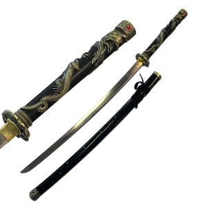 42" Dragon Antique Gold Fantasy Katana Sword Sale - Frontier Blades