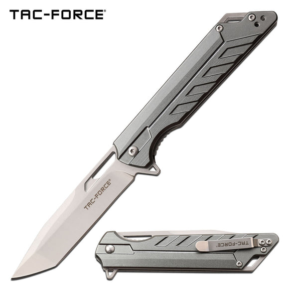 Tac Force Silver Anodized Aluminum Modern Cool Knife For Sale (TF-1034GY)