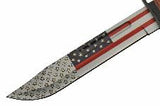 U.S. Flag WWII Combat Fighter Leather Handle Fixed Blade Knife's U.S. Flag Design Etched on Blade (211461)
