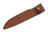 U.S. Flag WWII Combat Fighter Leather Handle Fixed Blade Knife's Brown Leather Sheath (211461)