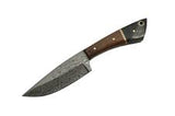 8" Walnut Buffalo Horn Handmade Damascus Skinning Knife - Frontier Blades