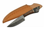 8" Walnut Buffalo Horn Handmade Damascus Skinning Knife - Frontier Blades