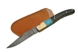 8.5" Blue Damascus Folding Knife - Frontier Blades
