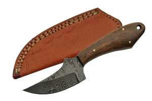 6.5" Dark Walnut Handmade Damascus Skinning Knife - Frontier Blades