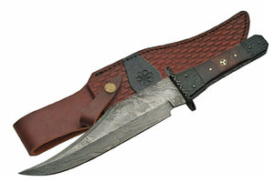 Handmade Clip Point Damascus Fixed Blade Bowie Knife - Frontier Blades