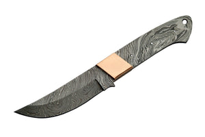 9" Handmade Custom Damascus Copper Bolster Skinner Knife - Frontier Blades