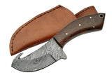 Handmade Custom Damascus Gut Hook Skinning Knife - Frontier Blades