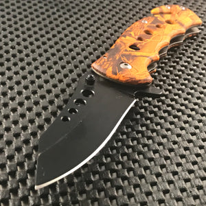 7.75" Tac Force Orange Camo Assisted Rescue Pocket Knife