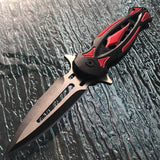 8.25" Tac Force Assisted Tactical Black Red Stiletto Pocket Knife - Frontier Blades