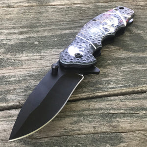 7.75" Pirate Skull Spring Assisted Outdoor Every Day Carry Folding Knife