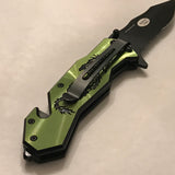 8.5” Dragon Strike Assisted Tactical Green Dragon Pocket Knife - Frontier Blades