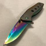 8" MTECH ASSISTED OPEN RAINBOW HANDLE BALLISTIC POCKET KNIFE MTA1044RB - Frontier Blades