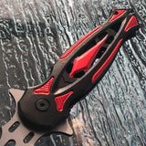 8.25" Tac Force Assisted Tactical Black Red Stiletto Pocket Knife - Frontier Blades