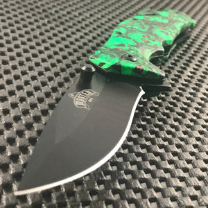 Master USA Ballistic Green Zombie Skull Pocket Knife