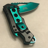 5.75" MTech USA Tactical Compact Mini Bottle Opener Green Pocket Knife - Frontier Blades