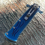 9" Tac Force Assisted Tactical Blue Flames Pocket Knife TF-873BL - Frontier Blades
