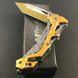 7.75" MTech USA Tanto Gold Spring Assisted Pocket Knife MTA997BGD - Frontier Blades