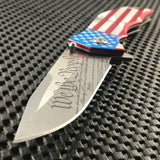 8.75" MTech USA Flag We The People Eagle Stainless Steely Pocket Knife