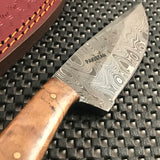 8" Walnut Buffalo Horn Handmade Damascus Skinning Knife