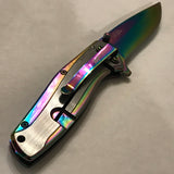 8" MTECH ASSISTED OPEN RAINBOW HANDLE BALLISTIC POCKET KNIFE MTA1044RB - Frontier Blades