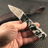 Custom Handmade Damascus Black Marble Skinning Knife