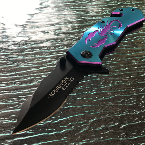 8.5 Purple Spider Tactical Spring Assisted Open Blade Folding 