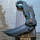 8.25" Tac Force Green Karambit Textured Assisted Tactical Pocket Knife - Frontier Blades