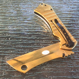 9" Spring Assisted Tactical Gold Satin Outdoor Folding Pocket Knife Razor