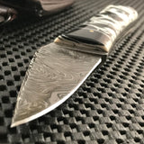 Custom Handmade Damascus Black Marble Skinning Knife