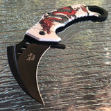 8" Dark Side Blades Silver Red Dragon Karambit Fantasy Pocket Knife