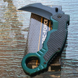 8.25" Tac Force Green Karambit Textured Assisted Tactical Pocket Knife - Frontier Blades