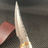 9" Damascus Deer Antler Skinning Knife Handmade in USA