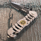 8.5” Navy Gray Spring Assisted Tactical Folding Pocket Knife - Frontier Blades