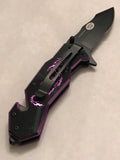 9” Dragon Strike Assisted Tactical Purple Dragon Folding Pocket Knife - Frontier Blades