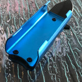 4.4" Blue Pocket Knife With Lighter Holder - Frontier Blades