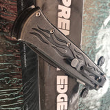 8.5” Tac Force Stiletto Web Skull Spring Assisted Stonewashed Tactical Knife