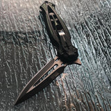 8.5" Tac Force Military Black Green Textured Assisted Tactical Knife - Frontier Blades