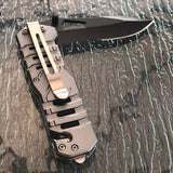 8.5” Navy Gray Spring Assisted Tactical Folding Pocket Knife - Frontier Blades