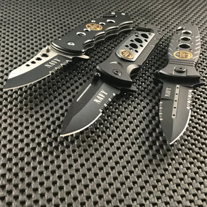 8.5” Spring Assisted Tactical Navy Folding Pocket Knife Set (Special Deal)