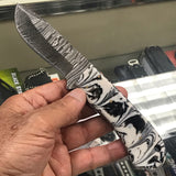 8" Black White Hunter Damascus Skinning Knife DM-1251BK