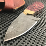 9" Flint Mosaic Red Custom Damascus Skinning Knife