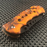 7.75" Tac Force Orange Camo Assisted Rescue Pocket Knife