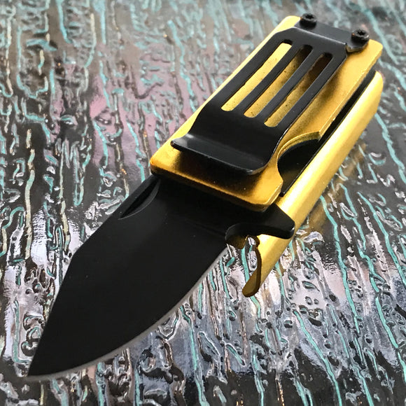 Yellow Cigarette Lighter Holder Pocket Knife - Frontier Blades
