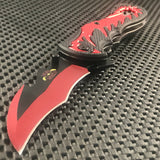 9" Fantasy Red & Black Dragon Tail Spring Assisted Folding Pocket Knife