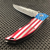 8.75" MTech USA Flag We The People Eagle Stainless Steely Pocket Knife