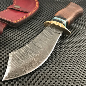 12.5" Damascus SKIMITAR Bowie Outdoor Hunting  Knife (DM-1252)